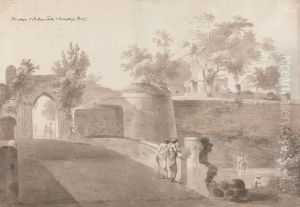 Bridge and Patna Gate and Monghyr Fort by William Daniell RA