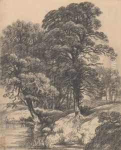 A Wooded Landscape with Pool by George Frost