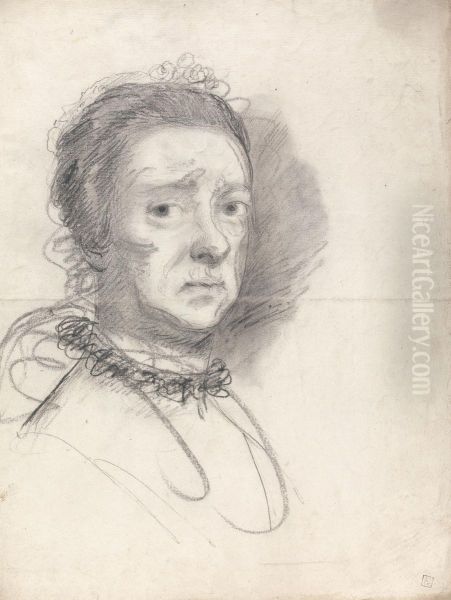 Head of an elderly lady; studies from Raphael's Disputation - view 1