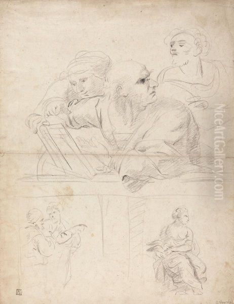 Sheet of Figure Studies from Raphael's Disputation - view 1