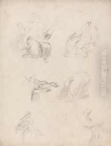 Sheet of Figure Studies from Raphael's Disputation
