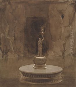 Subterranean Pool with Sculptural Torchere Subterranean Pool with Sculptural Torchere