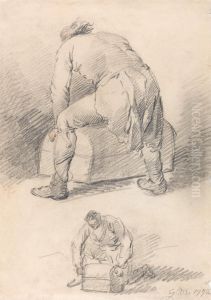 A Man Lifting a Trunk, Two studies on one sheet
