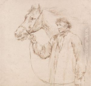 Man Holding Horse by the Bridle Man Holding Horse by the Bridle