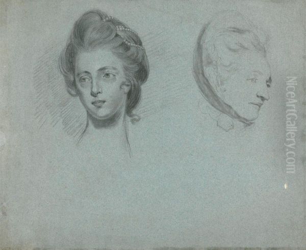 Studies of Two Women's Heads - view 1