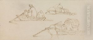 Five Figure Sketches on One Mount by George Chinnery