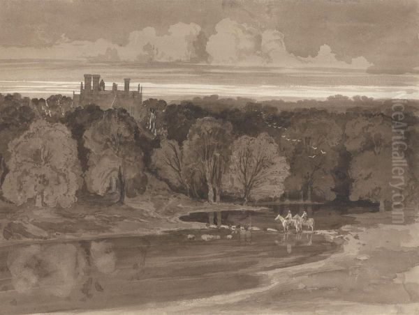 Two Riders Fording a River - view 1