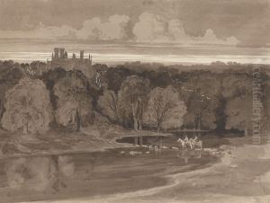 Two Riders Fording a River