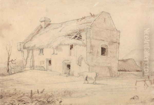 Cottage with Grazing Horses - view 1