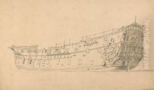 An English Man-of-War, Port View from the Stern by Willem van de Velde the Younger