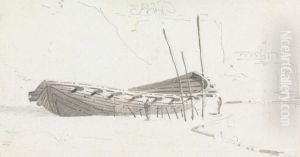 Hull of a Boat on Shore by Thomas Daniell