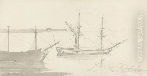 Two Moored Ships and a Fishing Boat - view 1