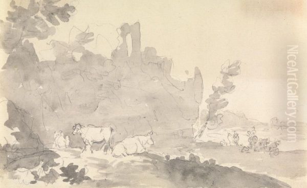 Landscape with Cows in Foreground - view 1