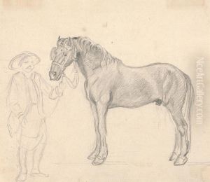 Study of Horse with Figure Holding Reins Study of Horse with Figure Holding Reins