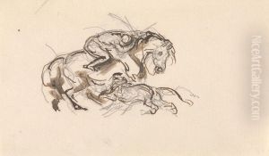 Horse and Rider being Attacked by a Lion by Sawrey Gilpin