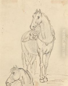 Study of a Saddled Horse and Horse's Head by Sawrey Gilpin