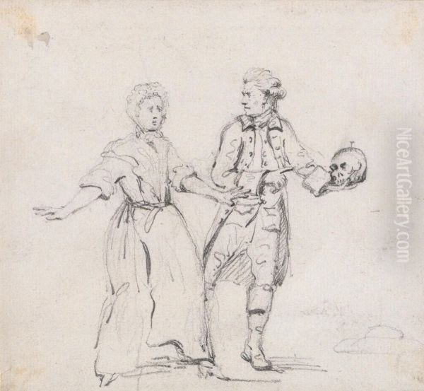 Two Figures with a Skull - view 1
