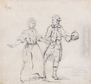 Two Figures with a Skull