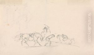 Horse Led by a Man, Being Attached by Another Man by Sawrey Gilpin