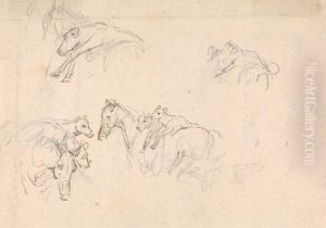 Study of Horses Carrying Calves on their Backs Study of Horses Carrying Calves on their Backs