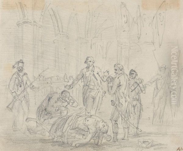 Dying Man in Church with Soldiers - view 1