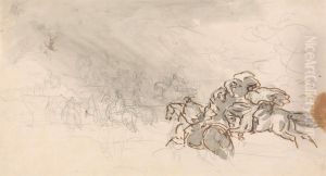 Horseman fleeing storm