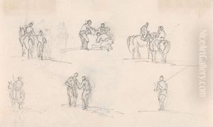 Six Studies of Figures on Horses