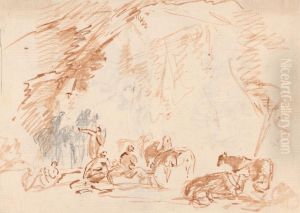 Rough sketch of figures and horses by Sawrey Gilpin