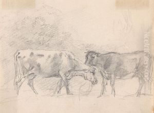 Two Cows Grazing by Sawrey Gilpin