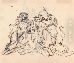 Coat of Arms flanked by a Unicorn and Lion by Sawrey Gilpin