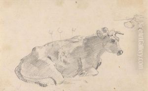 Study of a cow lying down, and facing right by Sawrey Gilpin