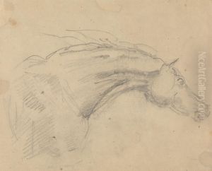 Head and neck of a horse facing right