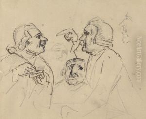 Study of men's heads; two in foreground arguing by Sawrey Gilpin
