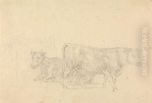 Study of cattle, bull in foreground facing right by Sawrey Gilpin
