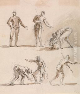 Studies of figures in several different positions by Sawrey Gilpin