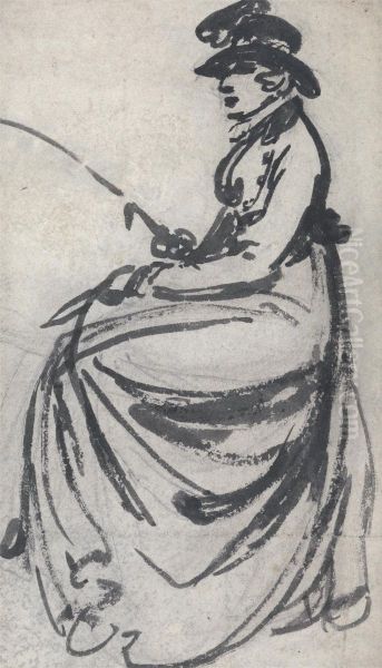Study of a Woman Seated on a Horse - view 1