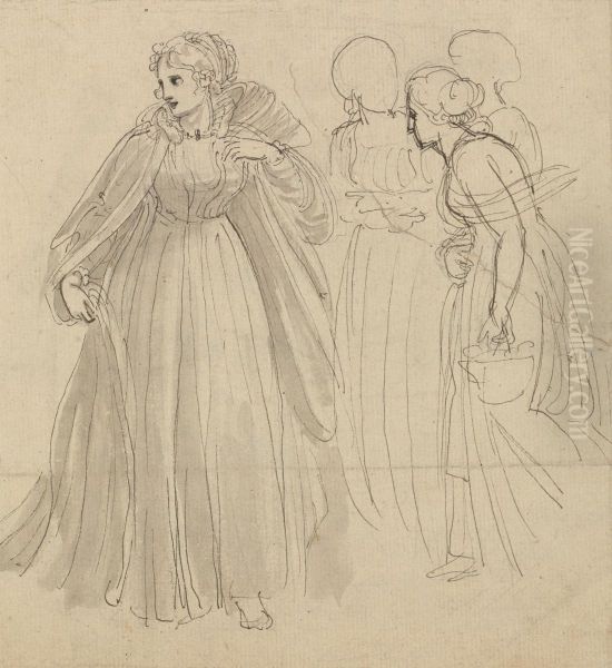 Study for Illustration - A Princess with her Attendants - view 1