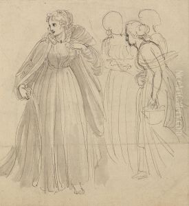 Study for Illustration - A Princess with her Attendants by Thomas Stothard
