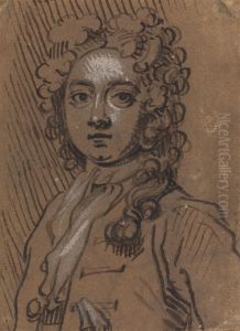 Portrait bust of a man in full-length wig by James Thornhill