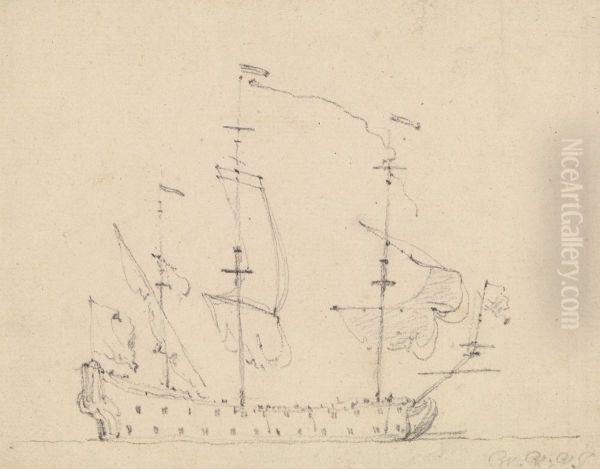 A Three Mast Warship - view 1