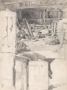 Interior of a Barn by George John Pinwell