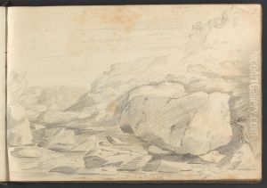 Logan Stone on the Teign by William Brockedon
