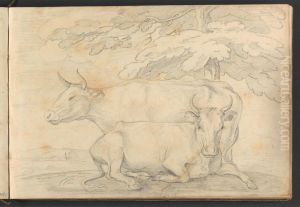 Studies from Nature (Tow Cows) by William Brockedon