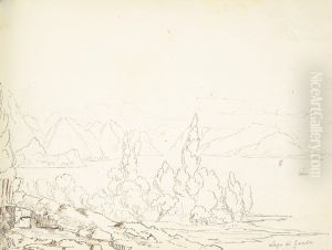 Landscape Scene of Lake Garda by William Brockedon