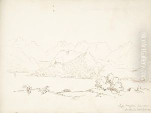 View of a Lake Surrounded by Mountains by William Brockedon