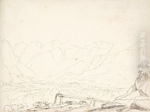 Mountainous Landscape Scene by William Brockedon