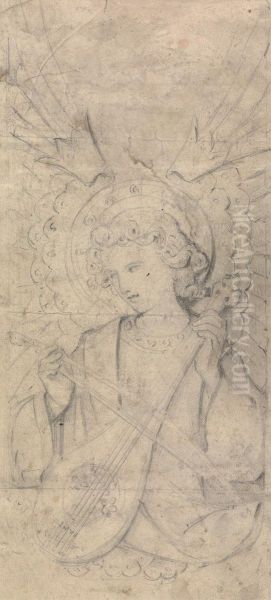 Angel and Instrument, Possibly Design for Interiors of St. Mary's, West Tofts, Norfolk - view 1