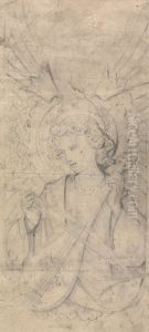 Angel and Instrument, Possibly Design for Interiors of St. Mary's, West Tofts, Norfolk by Augustus Pugin
