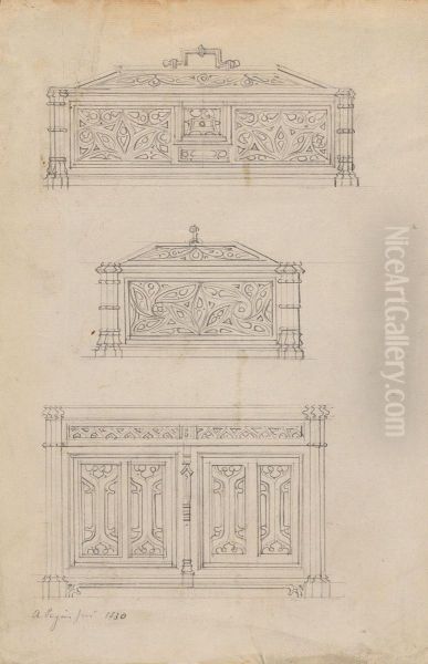 Designs for a Gothic Box and Cabinet - view 1