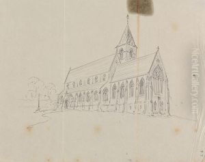 Sketch of a Gothic Church by Augustus Pugin